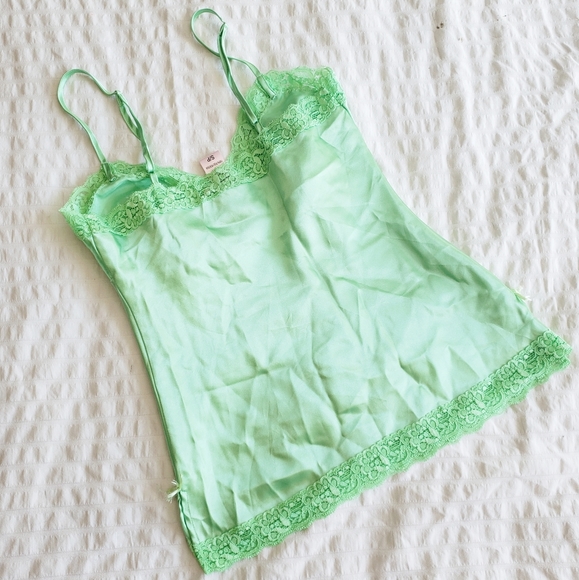 La Vie En Rose Silky Green Slip Top - Picture 5 of 6
